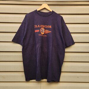 Vintage 90's Illinois Fighting Illini Embroidered Mens Tee